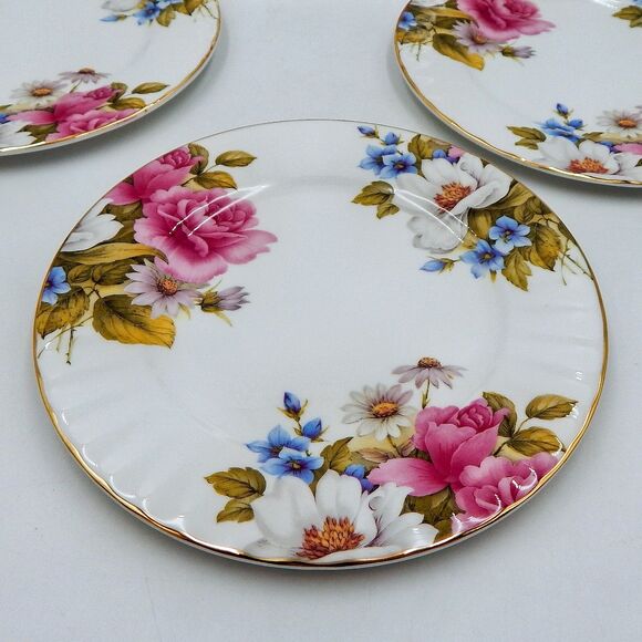 Stechcol Gracie Bone China Coastline Peony Magnolia 7 1/2 In Salad Side Plates 4 - Picture 4 of 8